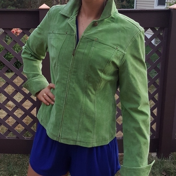 CARVILLE Green leather blazer/jacket - Picture 1 of 8